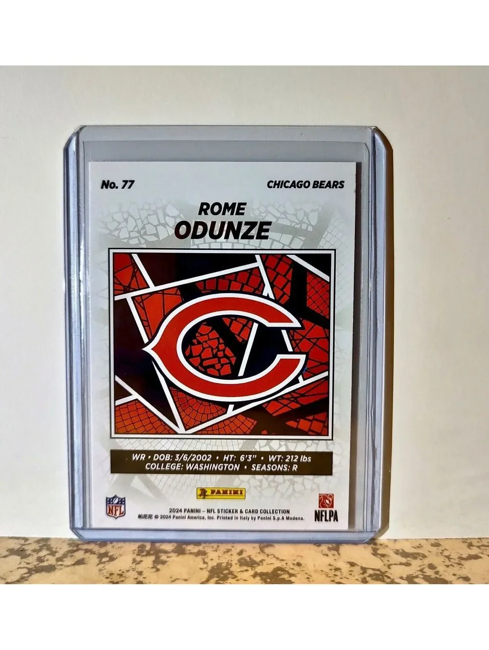 Rome Odunze 2024 Panini NFL #77 Silver Foil Rookie Sticker Card Bears